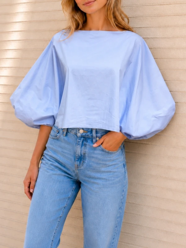 Cloud Puff Convertible Blouse | Salsa Color