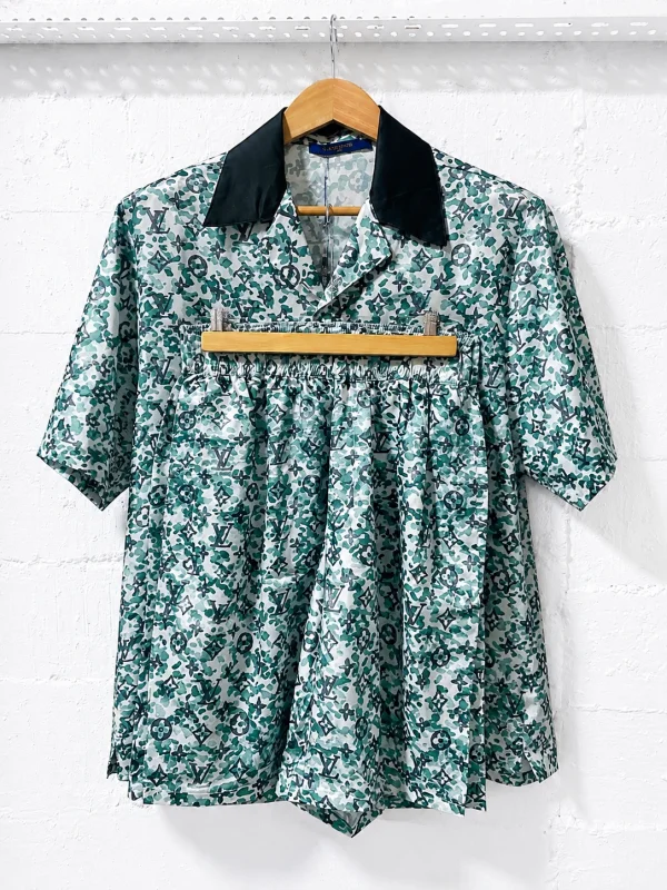 Louis Vuitton Matching Set Featuring a Short Sleeve Shirt Green /White | 