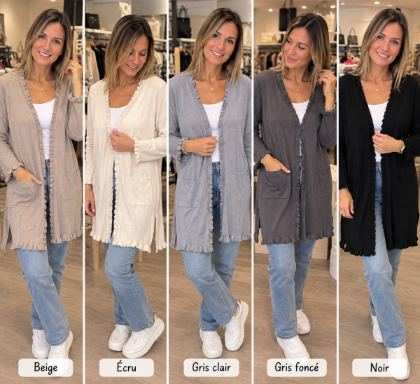 Gilet long avec poche | Boutique Manon création