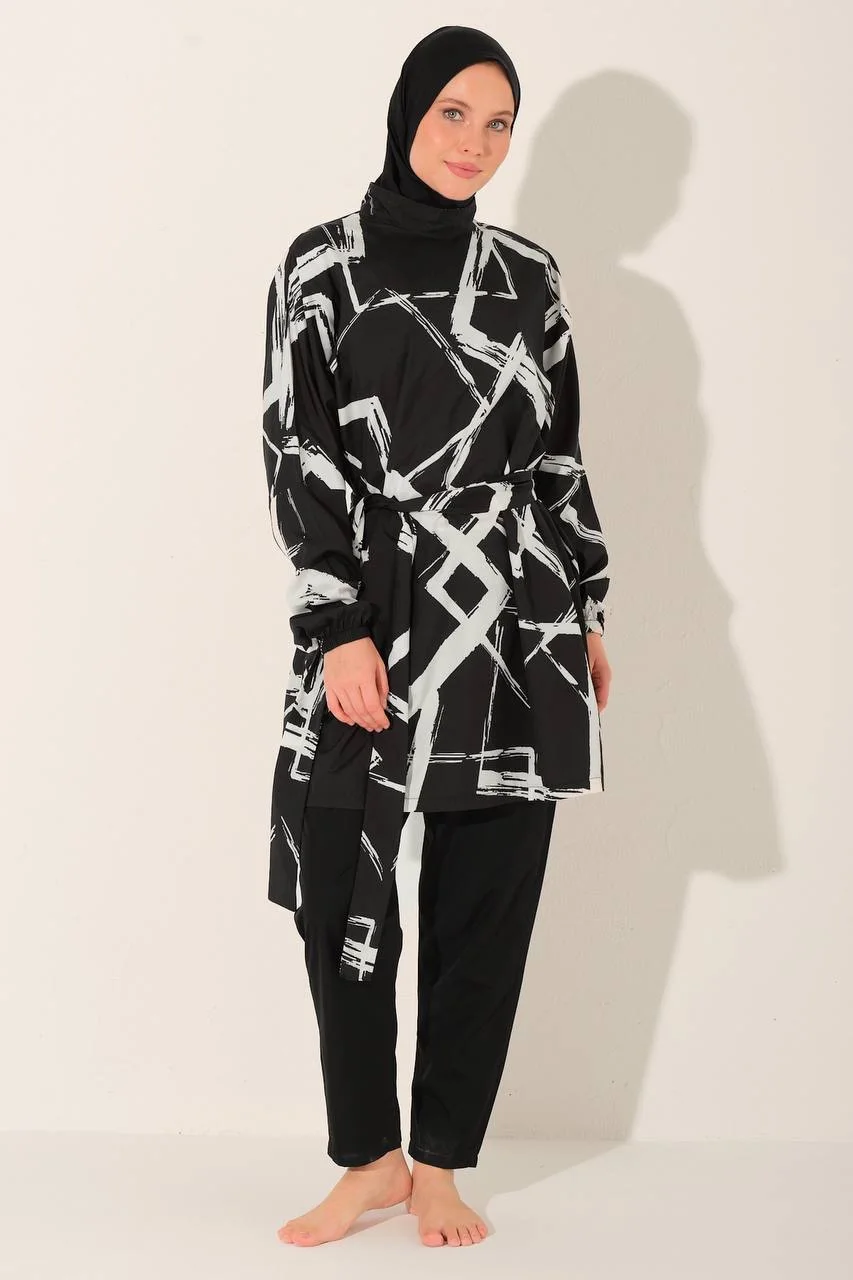Burkini Oversize Imprimé Noir | CasaZaz