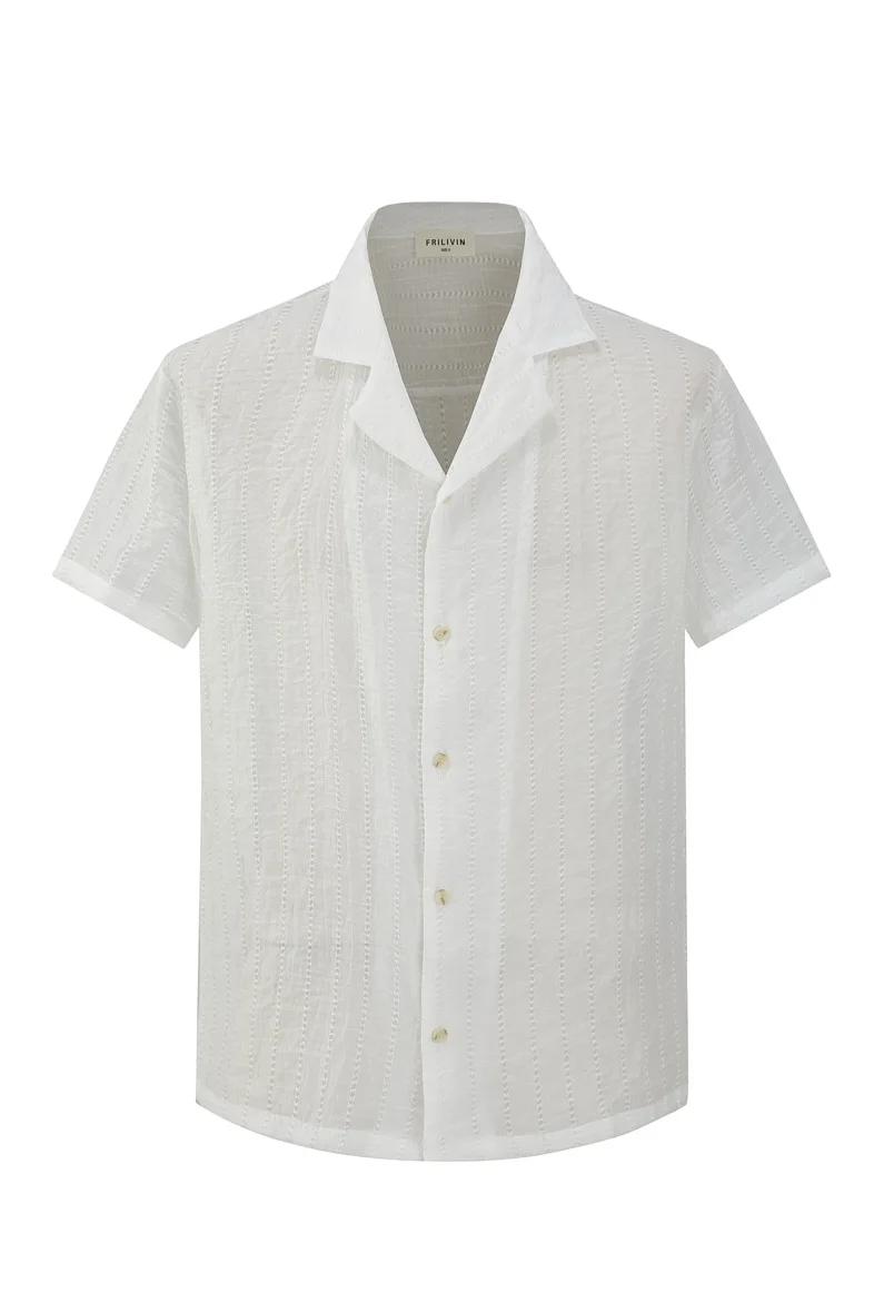 Camisa Havaiana Branca Texturizada Tecido Respiravel | Definne