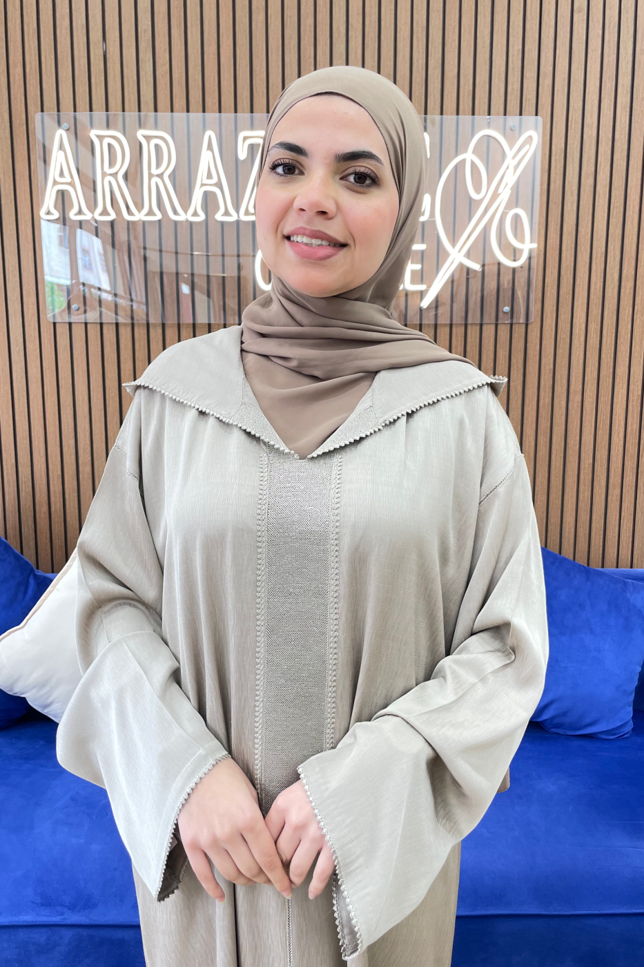 Djellaba Randa Hssira Cacao Clair | CasaZaz