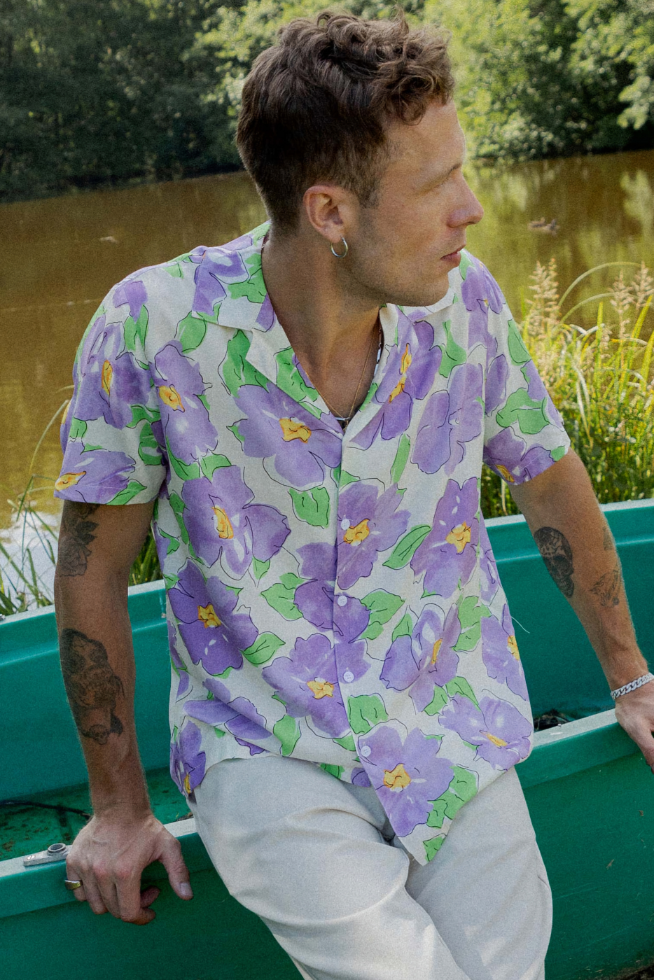 Camisa Havaiana Print Flower White Purple Cod. | definne