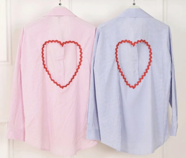 Chemise dos nu coeur - bleu ou rose  | Neyla