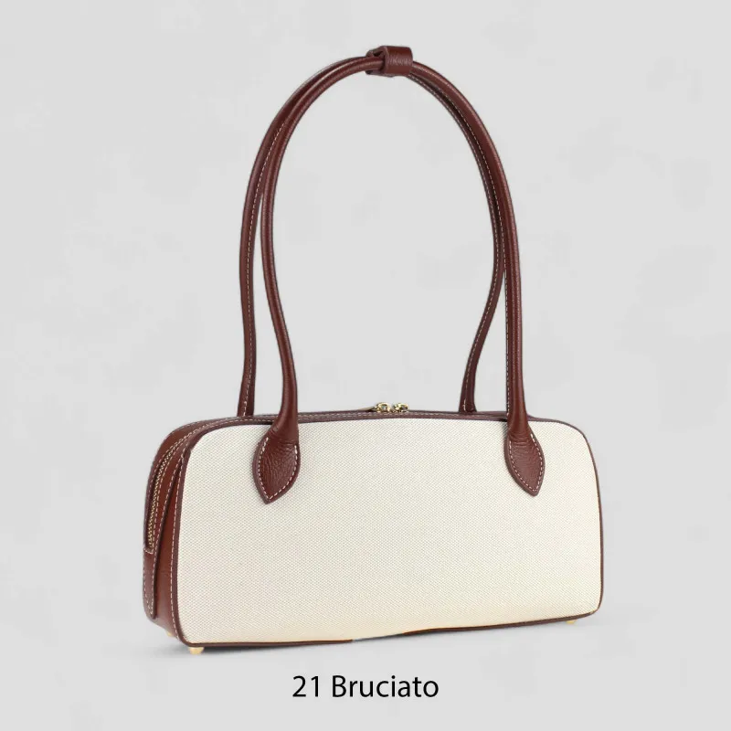 Borsa bicolore canvas e pelle | Carvin Bags