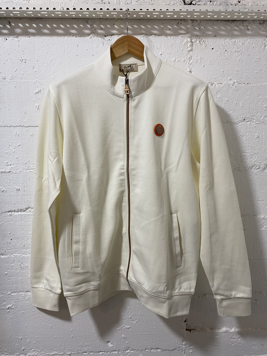 Hermes Paris Zip-Up Sweatshirt White | MASSIMOLUXURYOUTLET