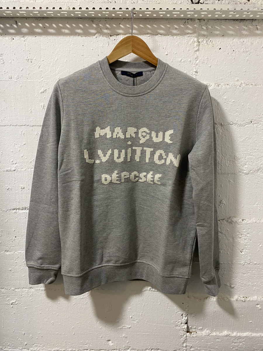 Louis Vuitton Sweatshirt Emroidered Signature Grey | MASSIMOLUXURYOUTLET