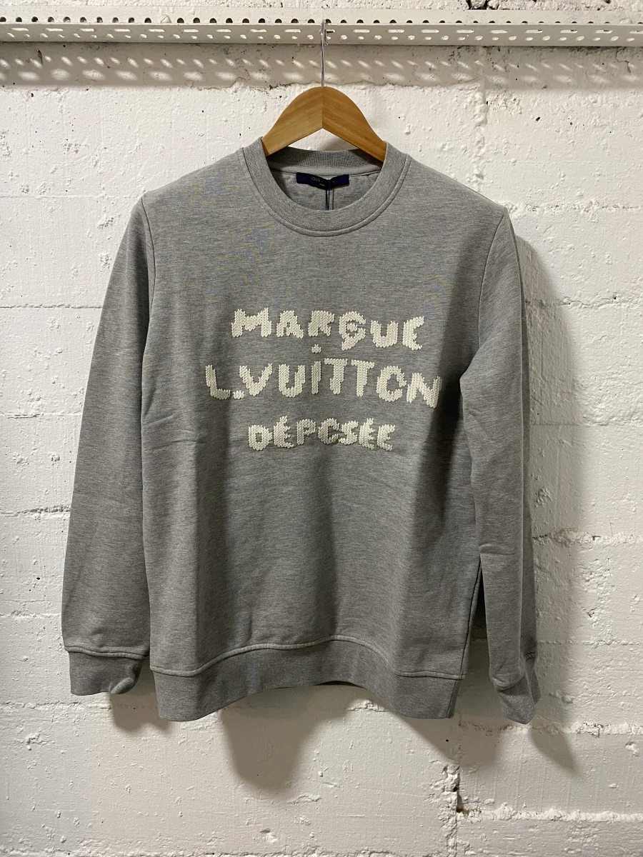 Louis Vuitton Sweatshirt Emroidered Signature Grey | MASSIMOLUXURYOUTLET