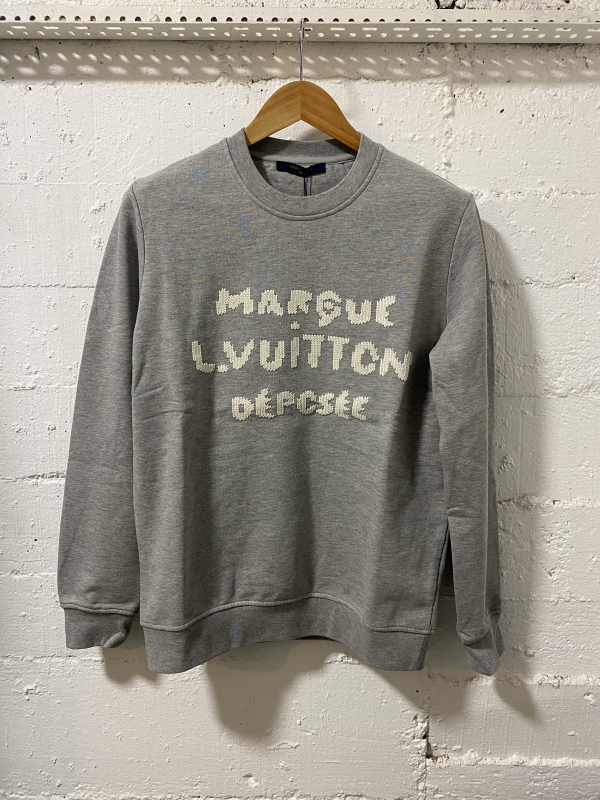 Louis Vuitton Sweatshirt Emroidered Signature Grey | MASSIMOLUXURYOUTLET
