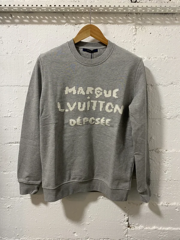 Louis Vuitton Sweatshirt Emroidered Signature Grey | MASSIMOLUXURYOUTLET