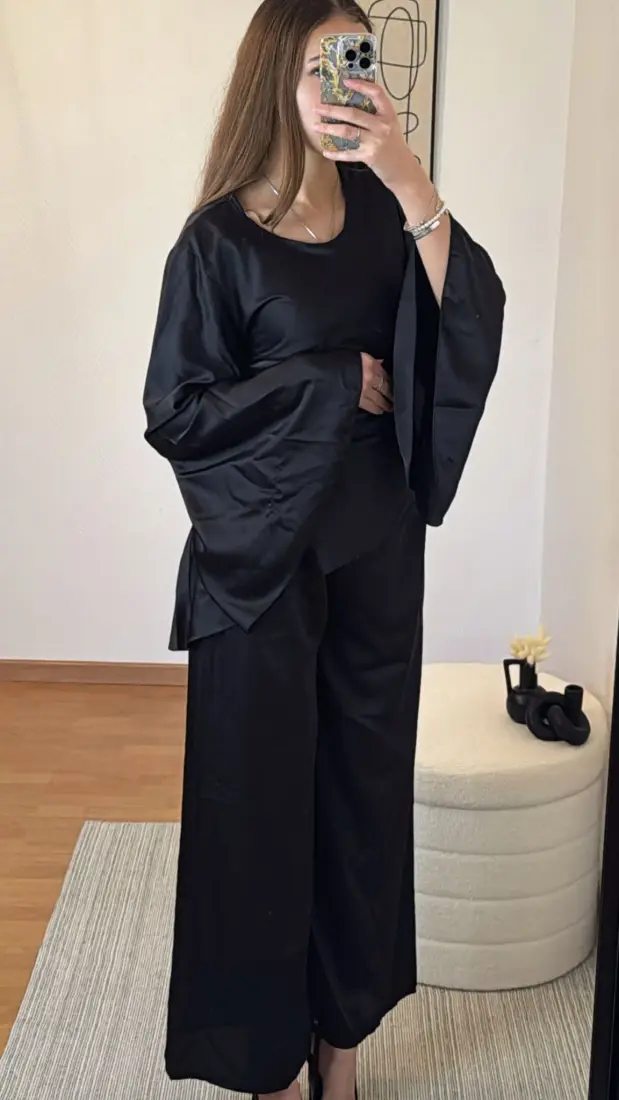 Ensemble en satin noir SANAE | AYRA Prêt-à-porter