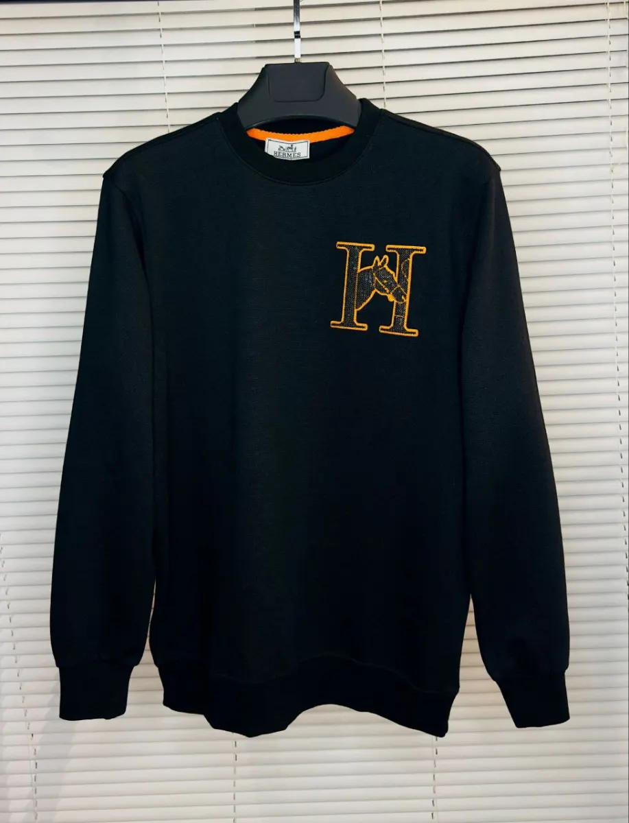 Hermes Sweatshirt Black Orange H | MASSIMOLUXURYOUTLET