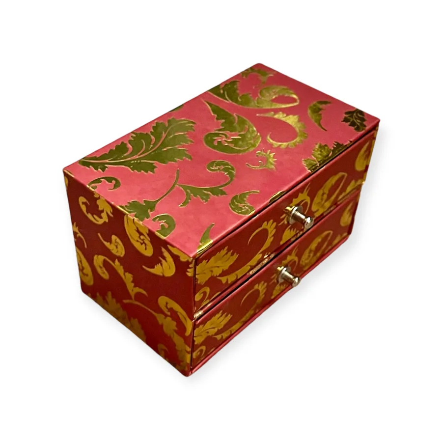 Fashion Paper - Trinket Box with Drawers, (Red Current) 4.75x2.75x2.75 in. | Home & Kitchen Delights