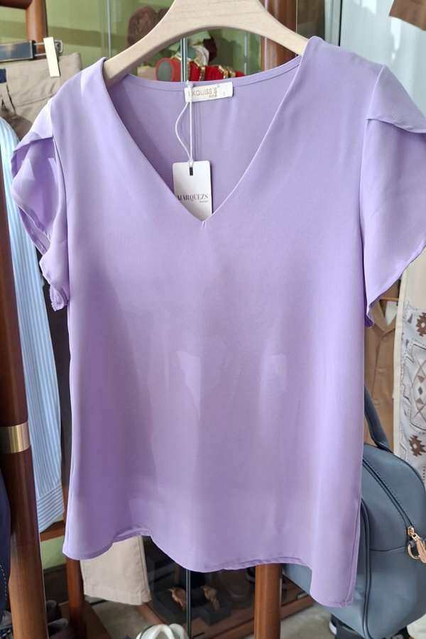 Camisa de Senhora Casual de Manga Curta na cor lilas | definne
