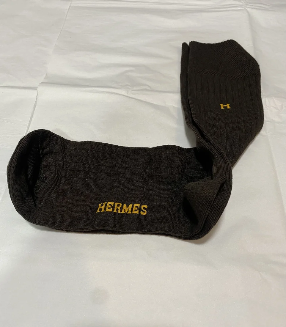 Hermes Paris Cotton Socks Dark Brown  | MASSIMOLUXURYOUTLET