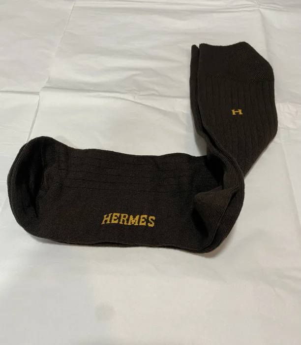 Hermes Paris Cotton Socks Dark Brown  | MASSIMOLUXURYOUTLET