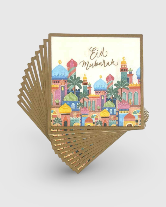 LOTS 6 SERVIETTES EN PAPIER EID - VILLE COLORÉE (33x33CM) | AMCOSMETIK