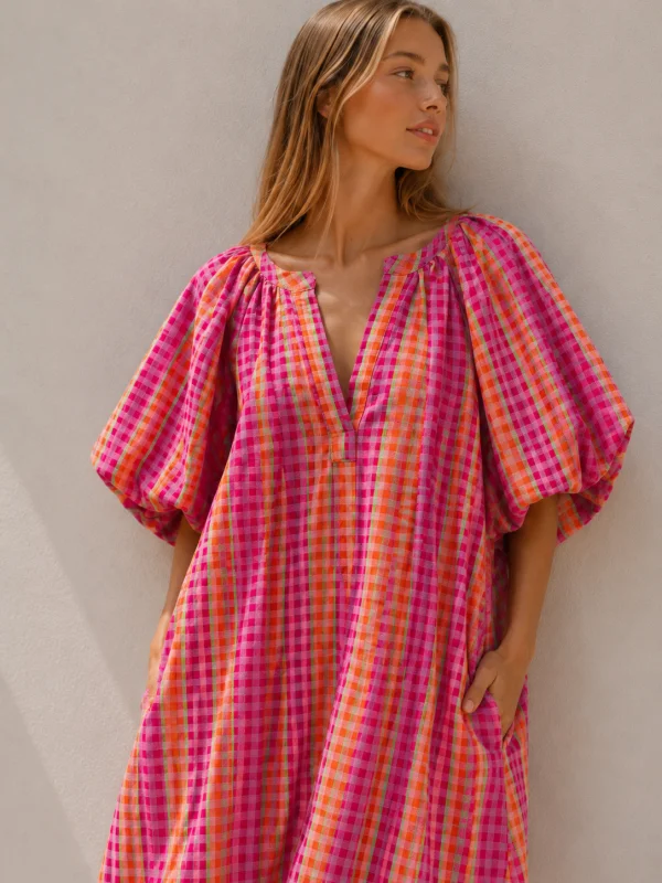Sunset Pop Puff Dress | Salsa Color