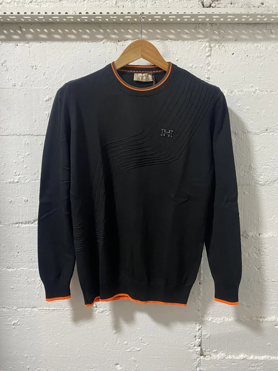 Hermes Paris Sweater Black/Orange H Metal Black | MASSIMOLUXURYOUTLET