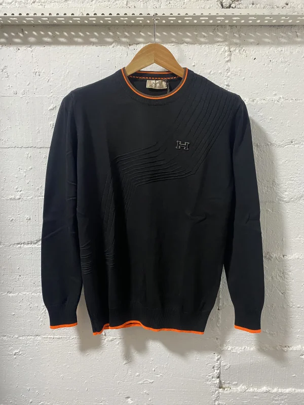 Hermes Paris Sweater Black/Orange H Metal Black | MASSIMOLUXURYOUTLET