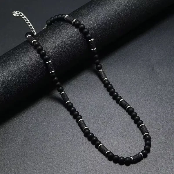 Collier en Onyx mate & pierre de lave, unisexe 6MM  | KingStone2.0