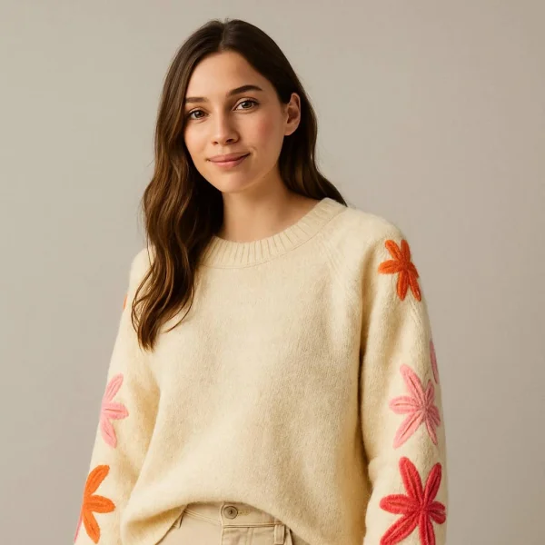 Truin met bloemenborduursel  | PONTE BONITA 