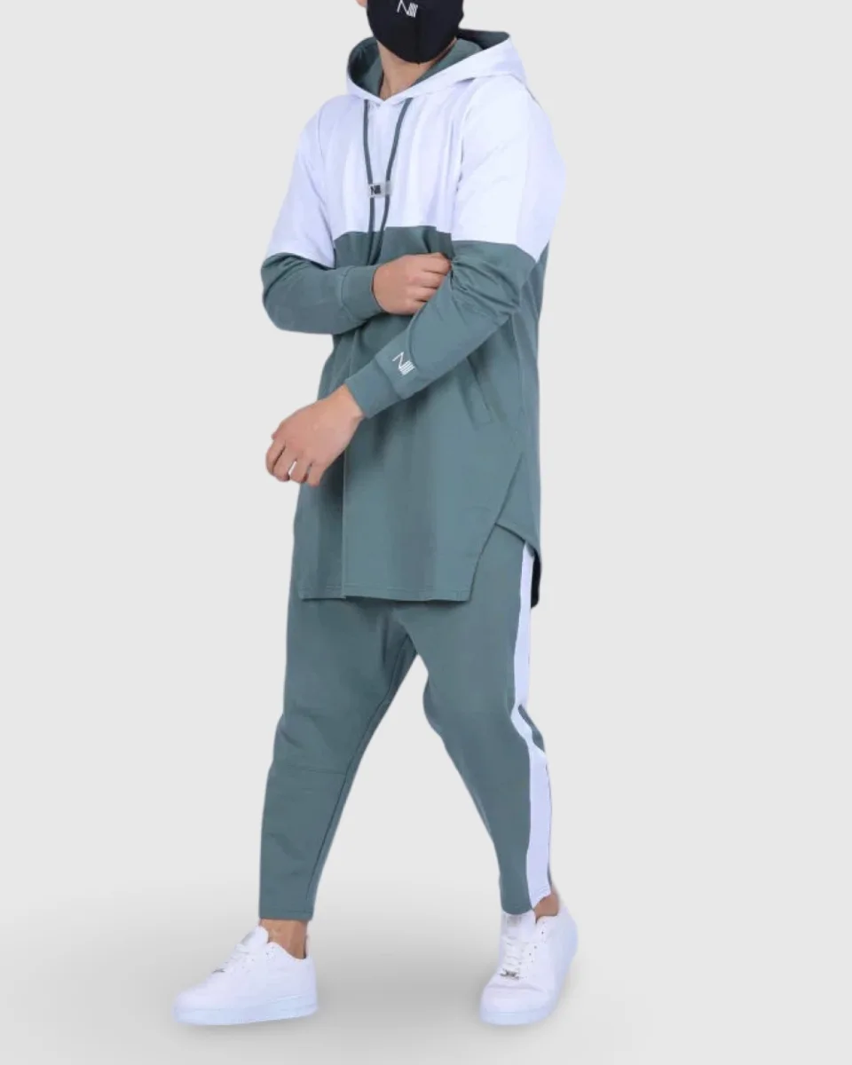 ENSEMBLE K.RISMATIK - SWEAT CAPUCHE ET SAROUAL - VERT AMANDE - N3 - NA3IM - NIII - NEW 2022   | AMCOSMETIK