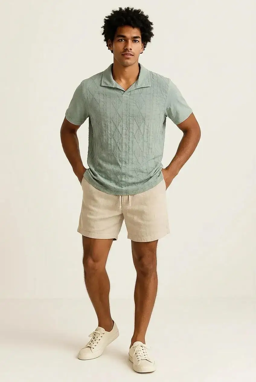 Maglietta Uomo Colletto a Polo Senza Bottoni - Verde | GIMARK