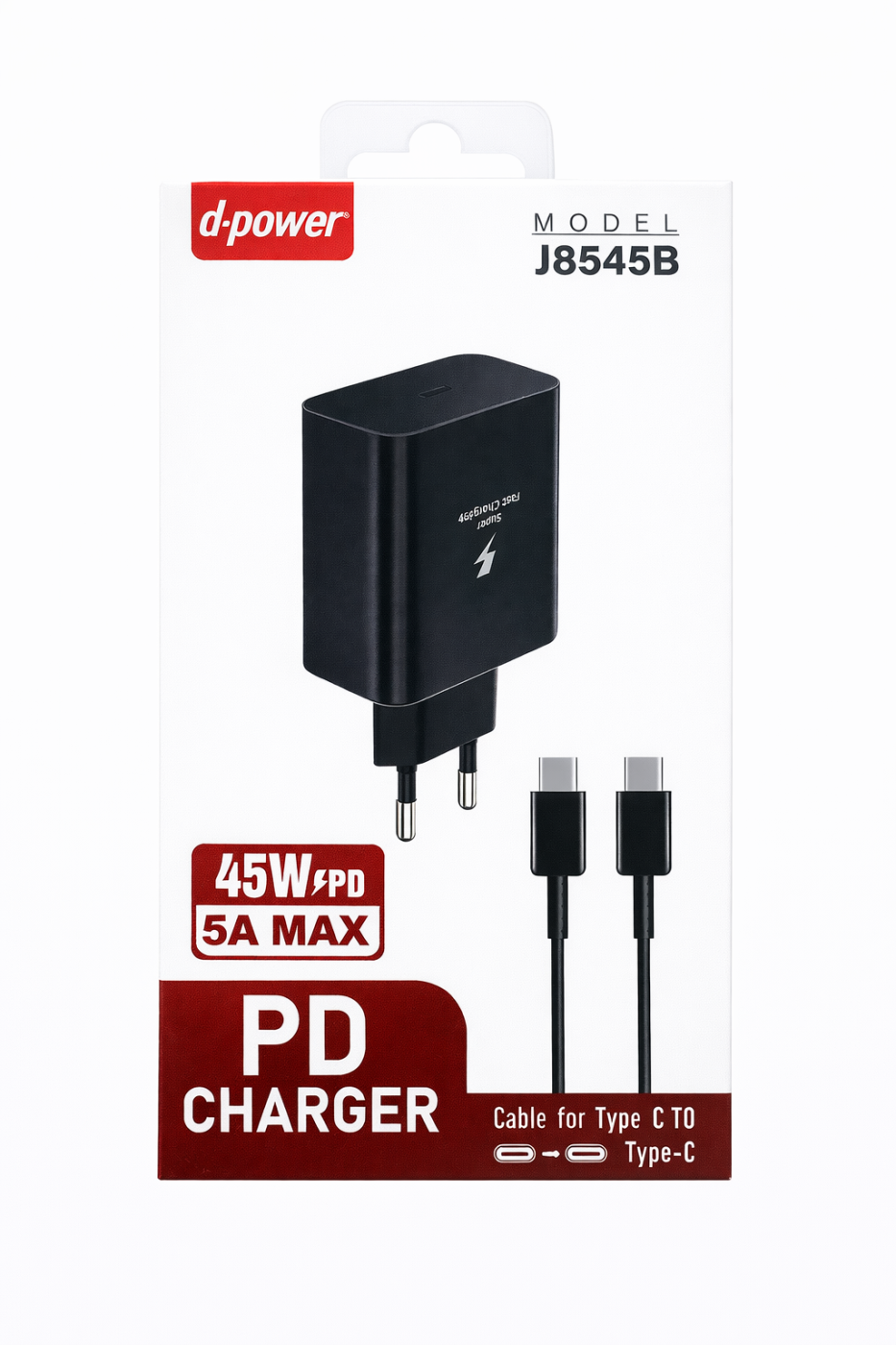 PRISE PD 45W + CABLE TYPE-C VERS TYPE-C CHARGEUR COMPLET J8545 | Beauty phone 