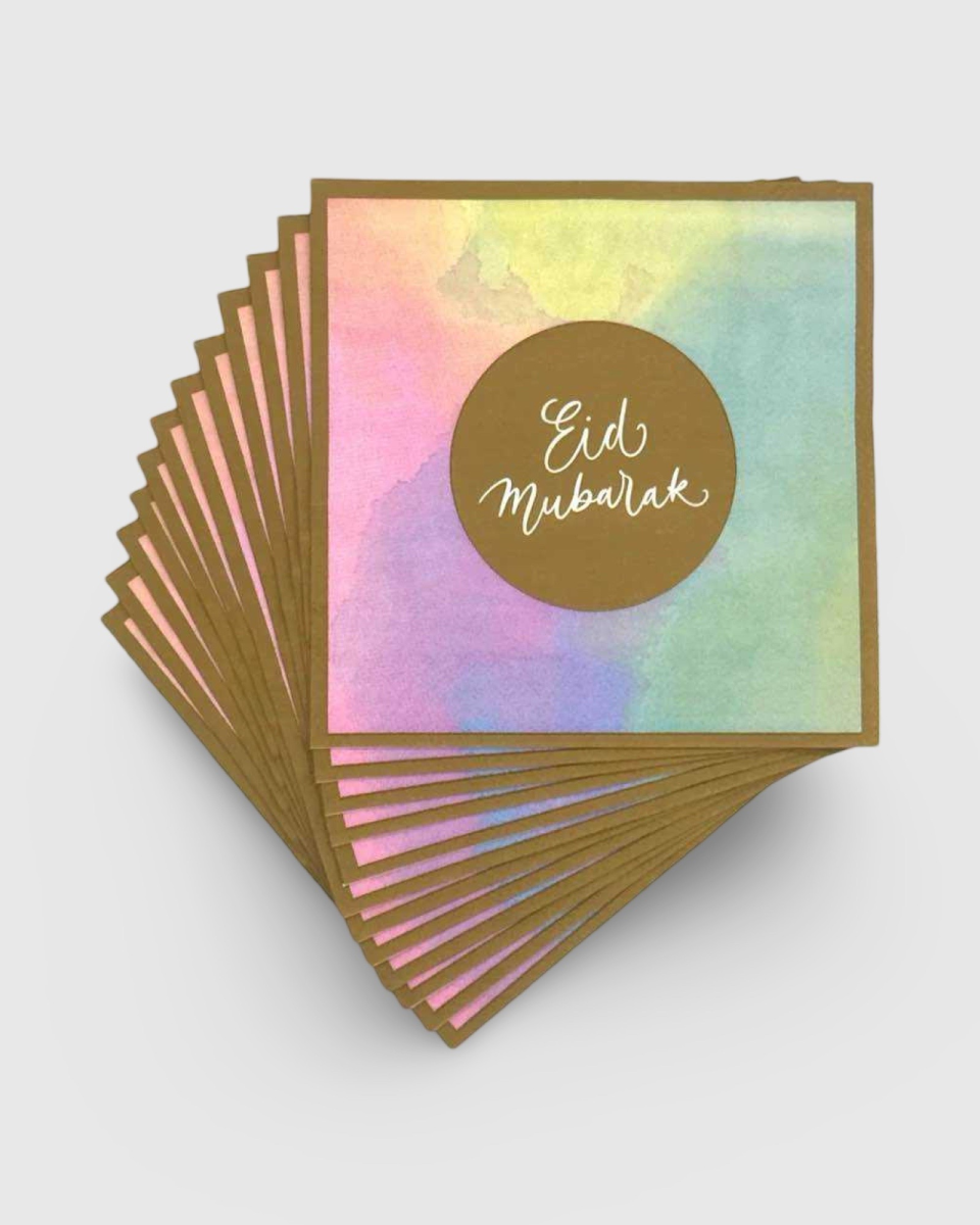 LOTS 6 SERVIETTES EN PAPIER EID - BRUME COLORÉE (33x33CM) | AMCOSMETIK