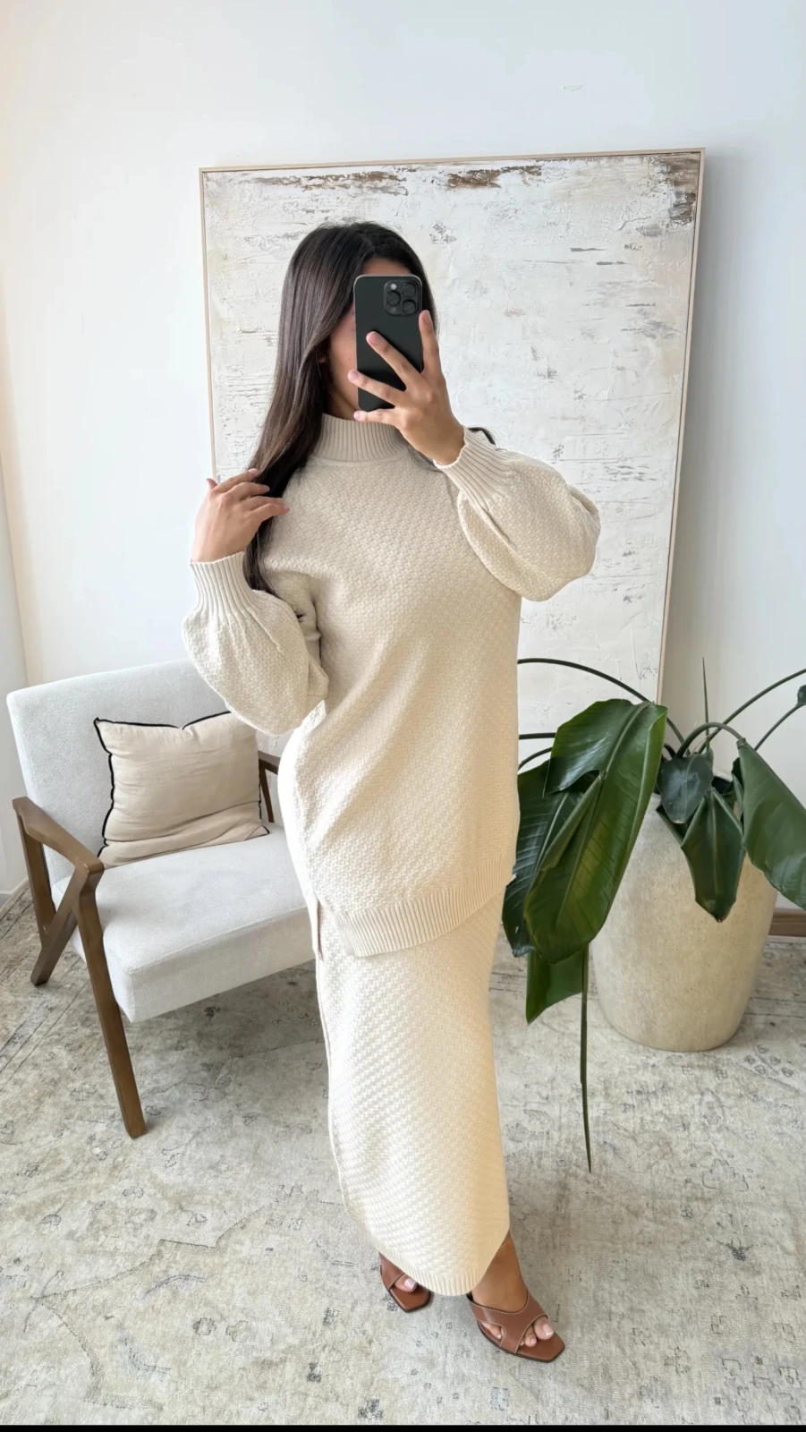 Ensemble maille beige cocooning | Jasmine créations 