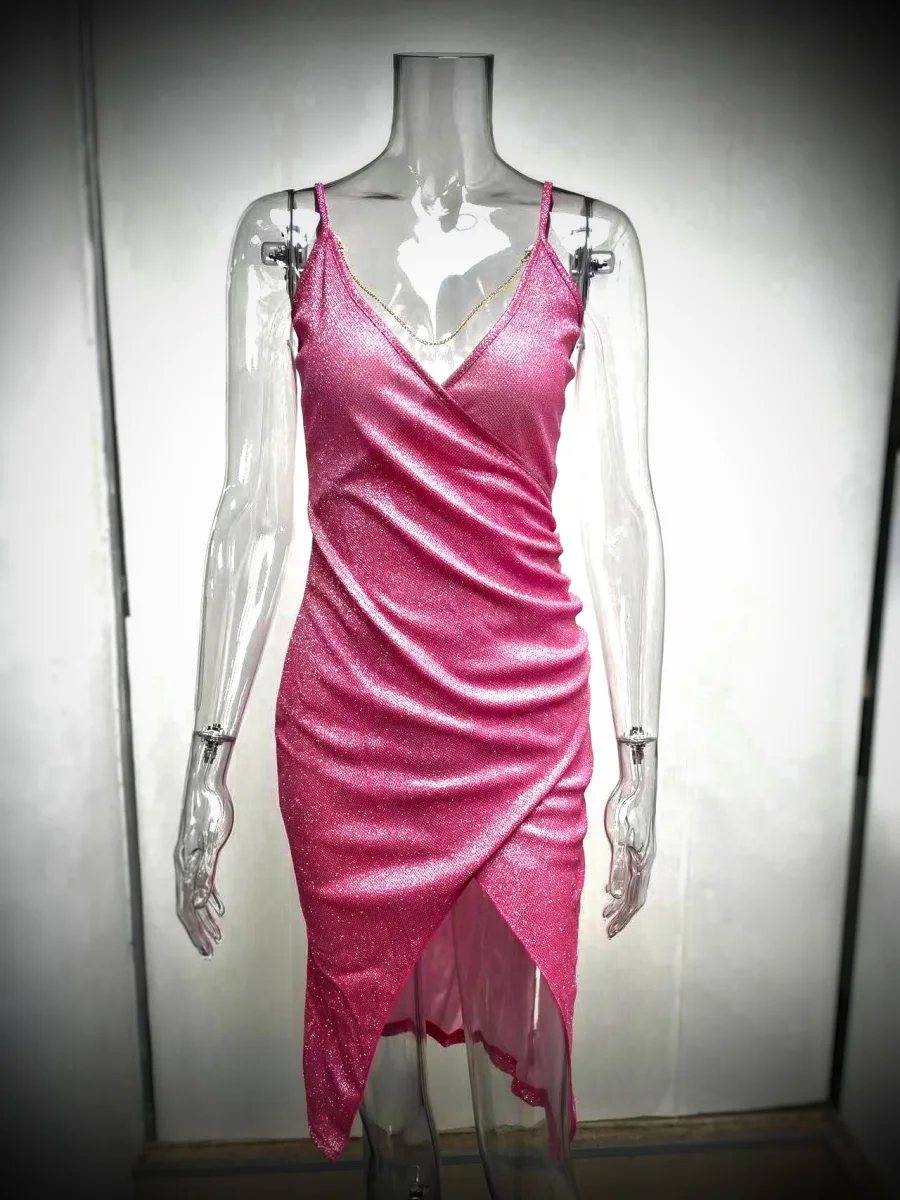 CLUB Sparkly Cleavage Dress Pink | 💖 𝕄𝕠𝕕𝕖𝕝 𝔻𝕠𝕝𝕝 💖