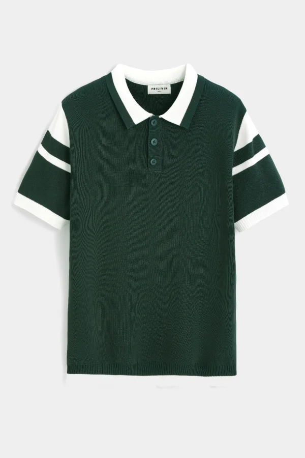 PRÉ-RESERVA Polo de malha Frilivin Verde e Branco | definne
