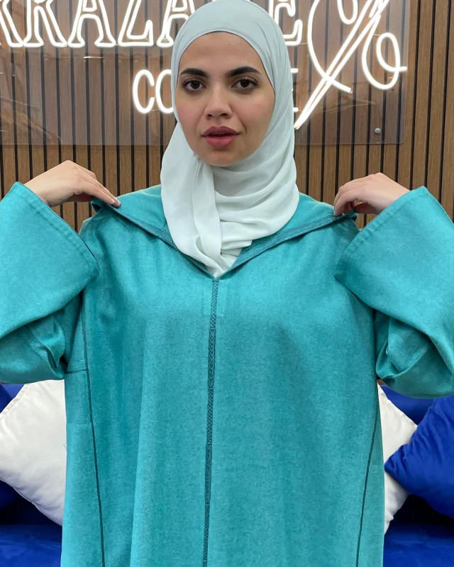 Djellaba Cachemire Bleu Givre  | CasaZaz