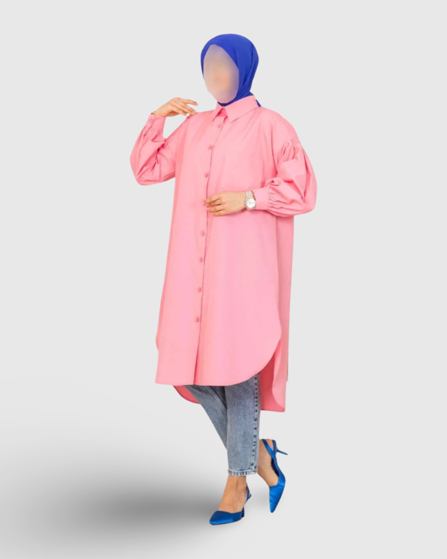 TUNIQUE CHEMISE HIJAB COUPE OVALE ROSE | AMCOSMETIK
