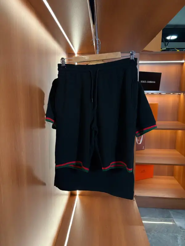 Gucci Firenze Tracksuit Short and Polo Black | MASSIMOLUXURYOUTLET