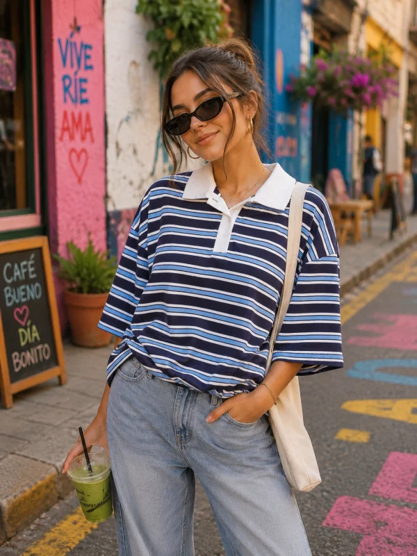 Candy Stripe Polo Tee | Salsa Color