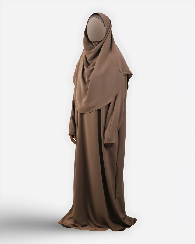 ROBE DE PRIÈRE SOIE DE MEDINE MARRON | AMCOSMETIK