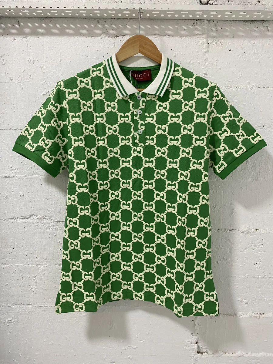 Gucci Firenze Polo Shirt Green/White | MASSIMOLUXURYOUTLET