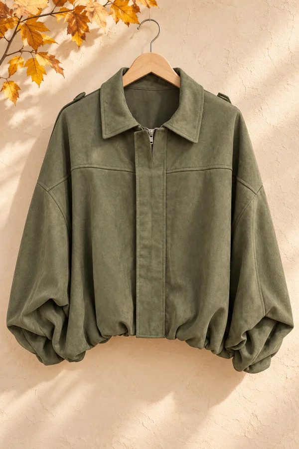 Veste "noelie " suédine kaki 38 au 48/50 | Les Chics Filles by Sab
