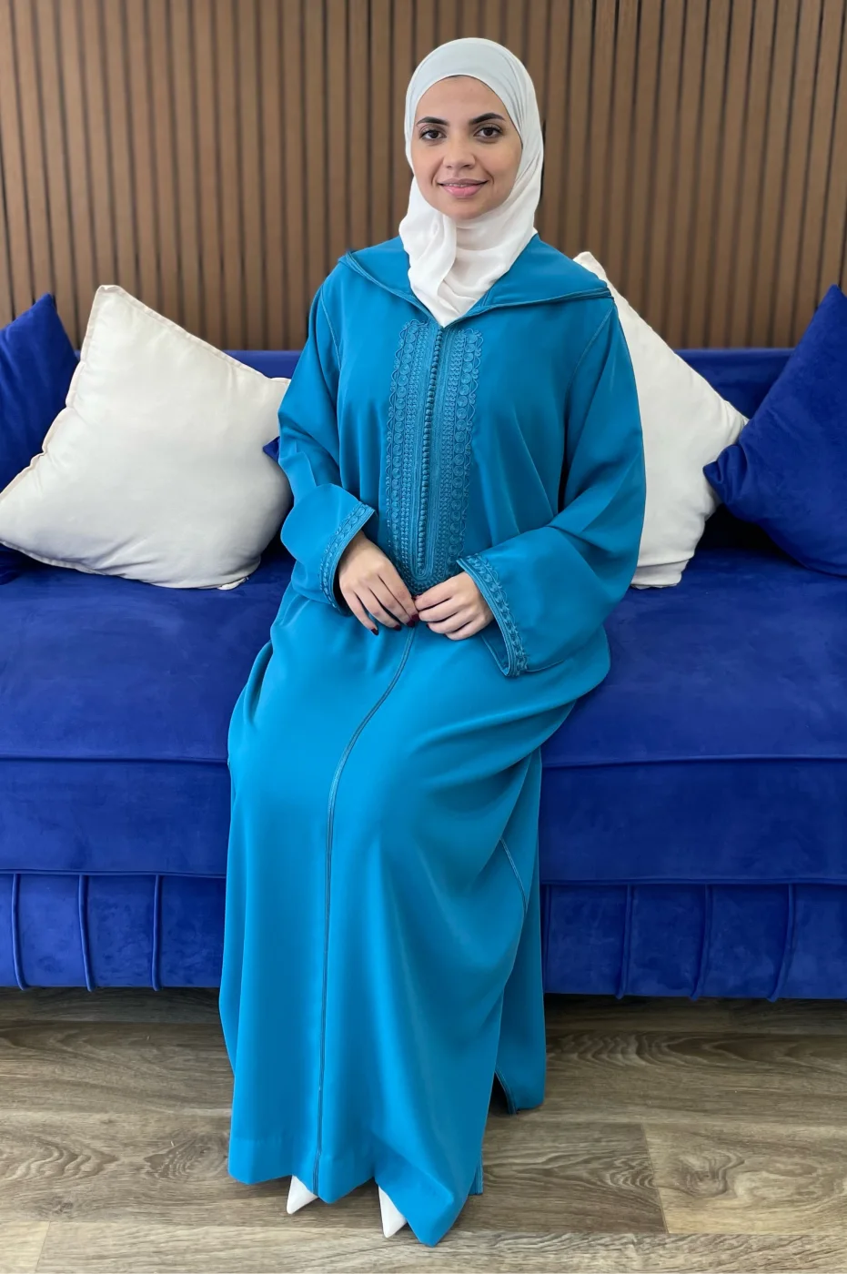 Djellaba Crêpe 4Fils Bleu Sarcelle | CasaZaz