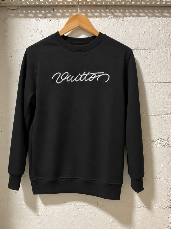 Louis Vuitton Black Signature Embroidered Sweatshirt | 