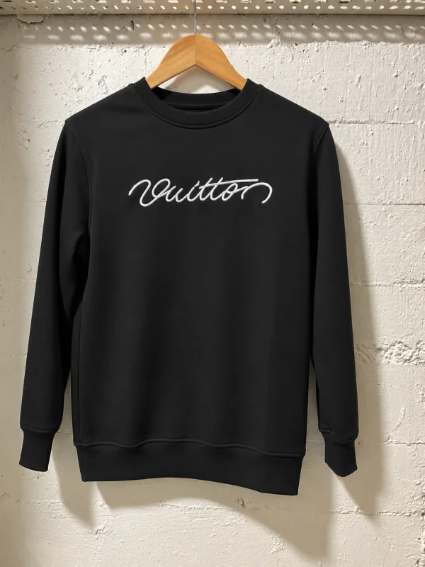 Louis Vuitton Black Signature Embroidered Sweatshirt | 