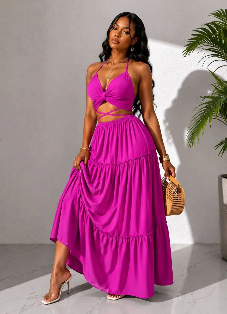 Robe longue dos-nu | Pink Corner 974