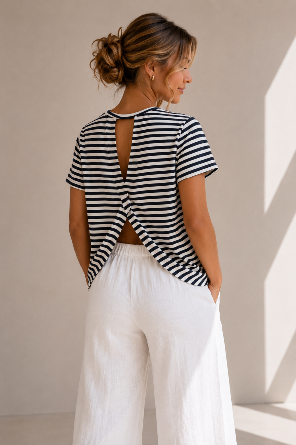 Twistback Stripe Tee | Salsa Color