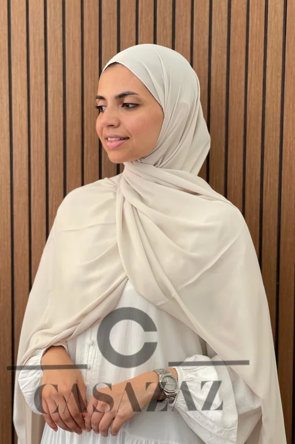 Châle Crêpe Uni Beige Clair | CasaZaz