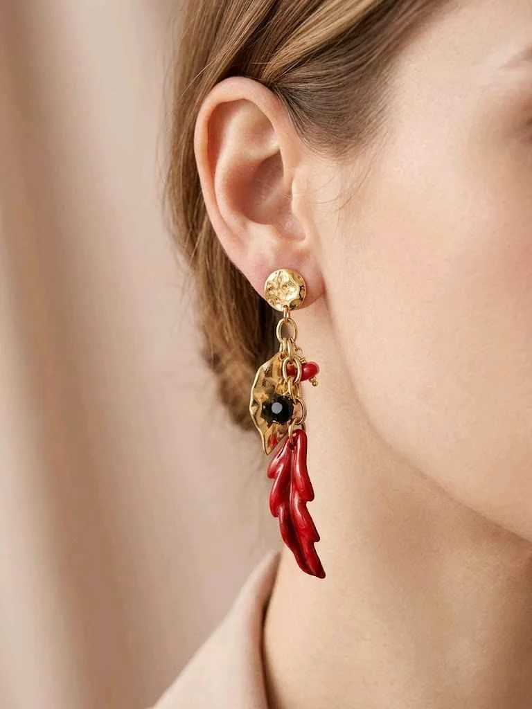 Boucles d'oreilles plumes perlées | Deal Only One