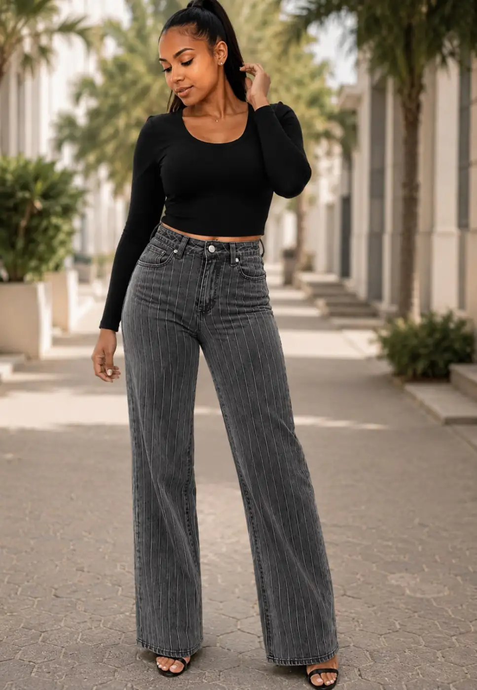 Jeans à rayures | Pink Corner 974