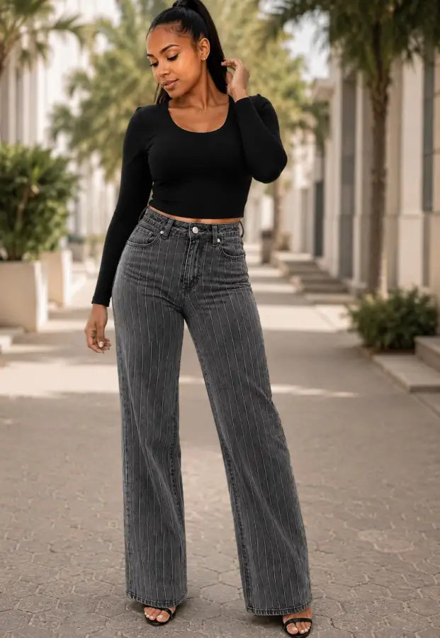 Jeans à rayures | Pink Corner 974