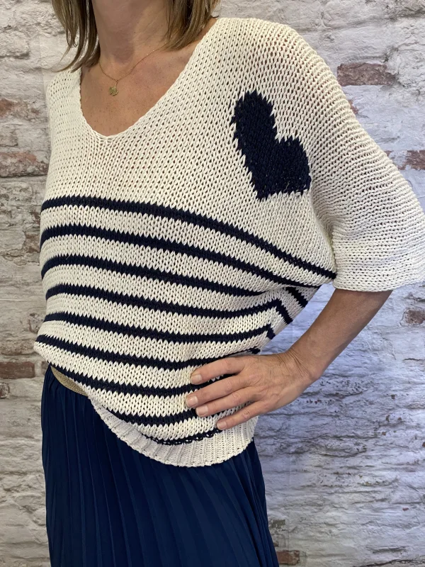 Pull rayé coeur | Jus de coco 